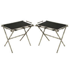 Pair of Hollywood Regency Silver-Plated Tea Tray Tables