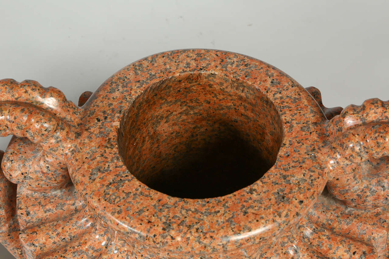 Pair of Large Neoclassical Granite Urns with Gilt Bronze Garniture 5