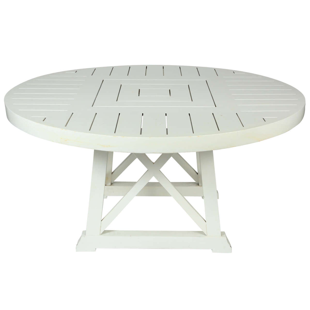 White Round Wooden Outdoor Table