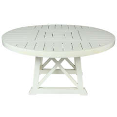 White Round Wooden Outdoor Table