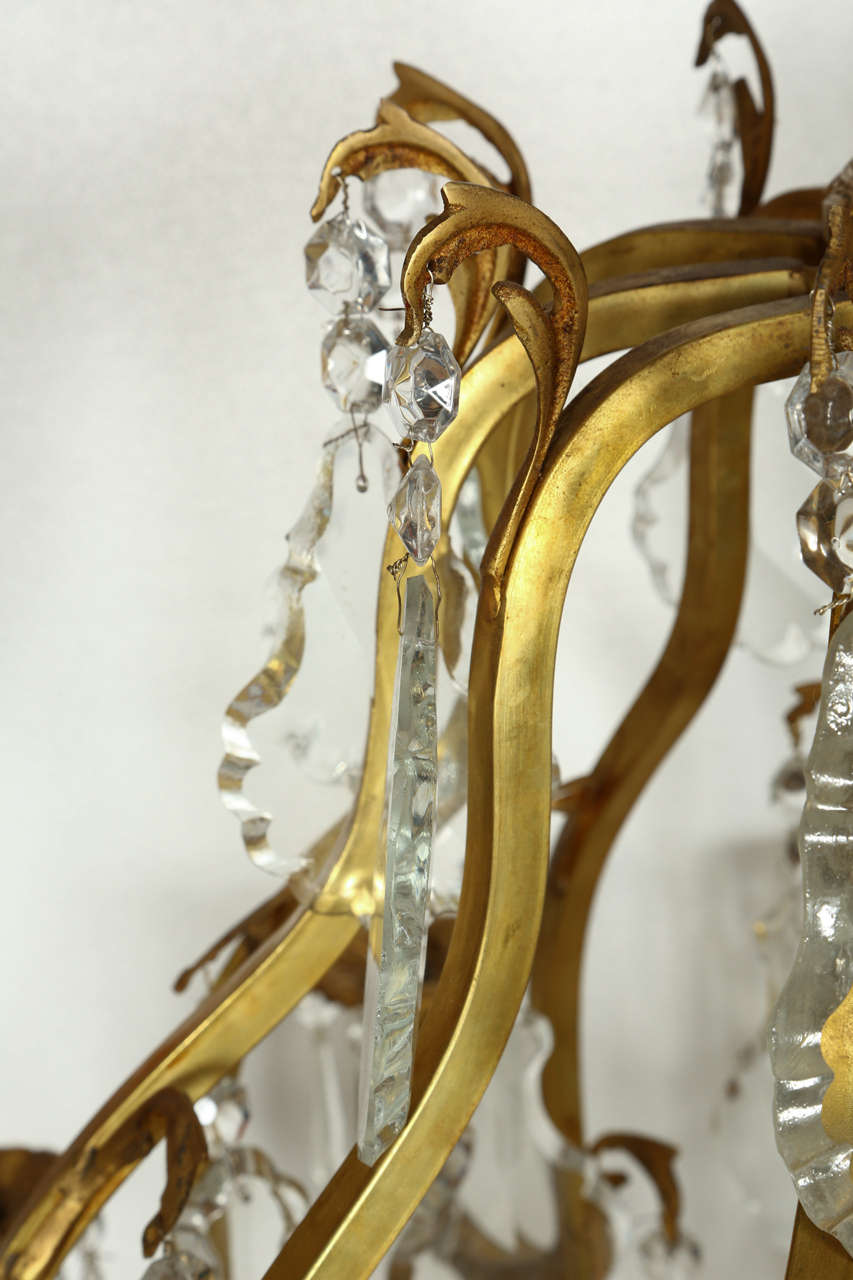 Huge Rococo Style Gilt Bronze and Glass Chandelier For Sale 2