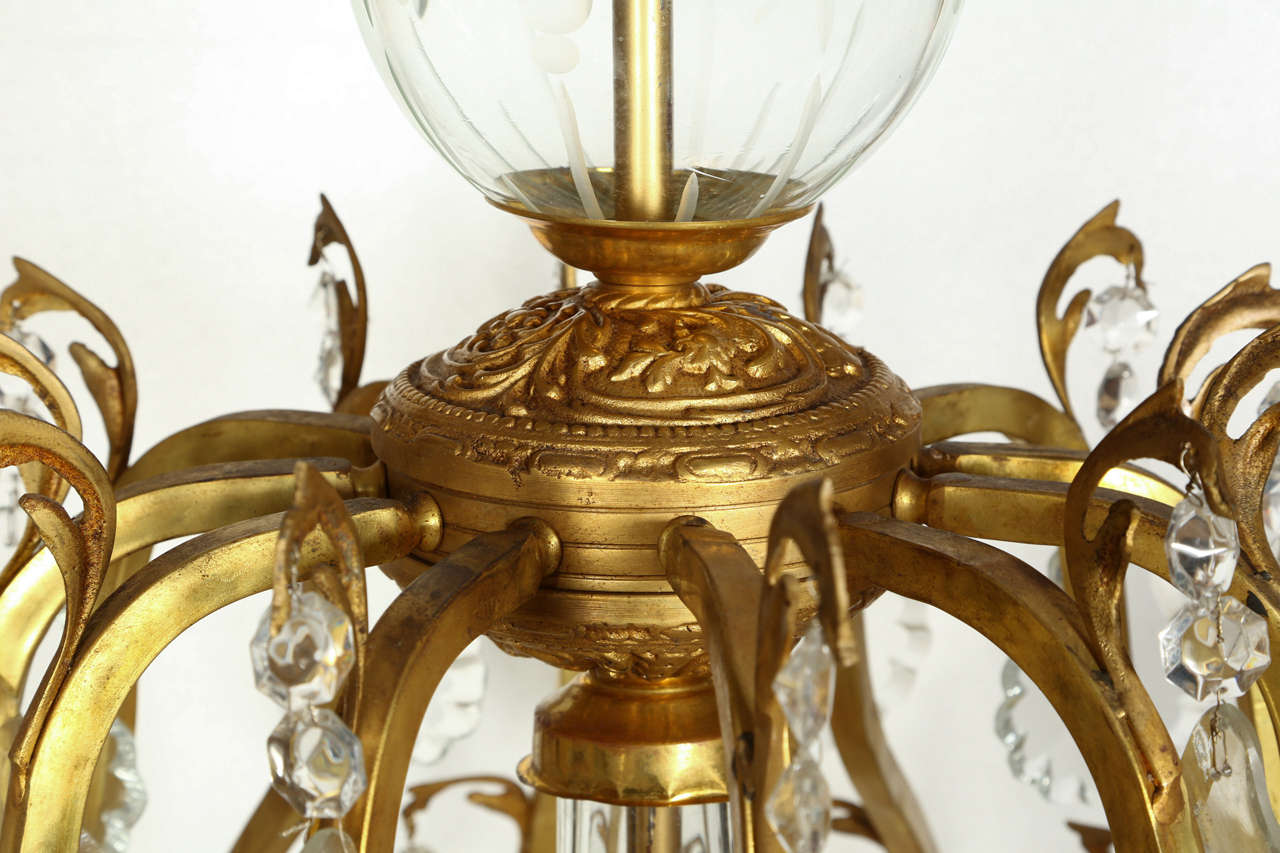 Huge Rococo Style Gilt Bronze and Glass Chandelier For Sale 3