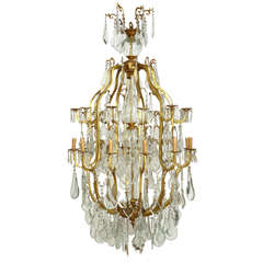 Huge Rococo Style Gilt Bronze and Glass Chandelier 1