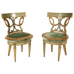 Pair of 18th Century Italian Neoclassical Style Paint Decorated Side Chairs