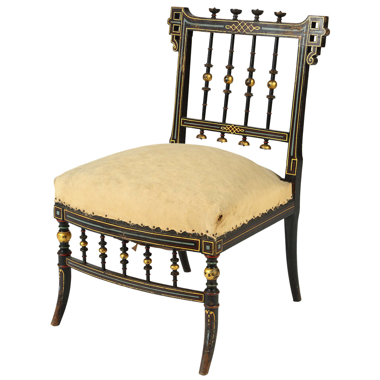 French Napoleon III Low Chair For Sale at 1stDibs