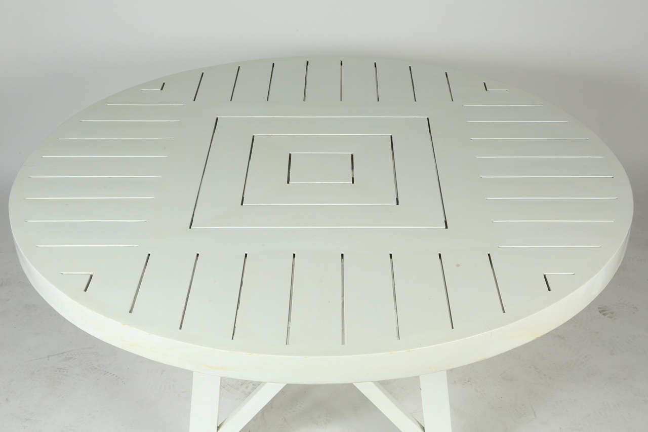 White Round Wooden Outdoor Table at 1stDibs round white outdoor table