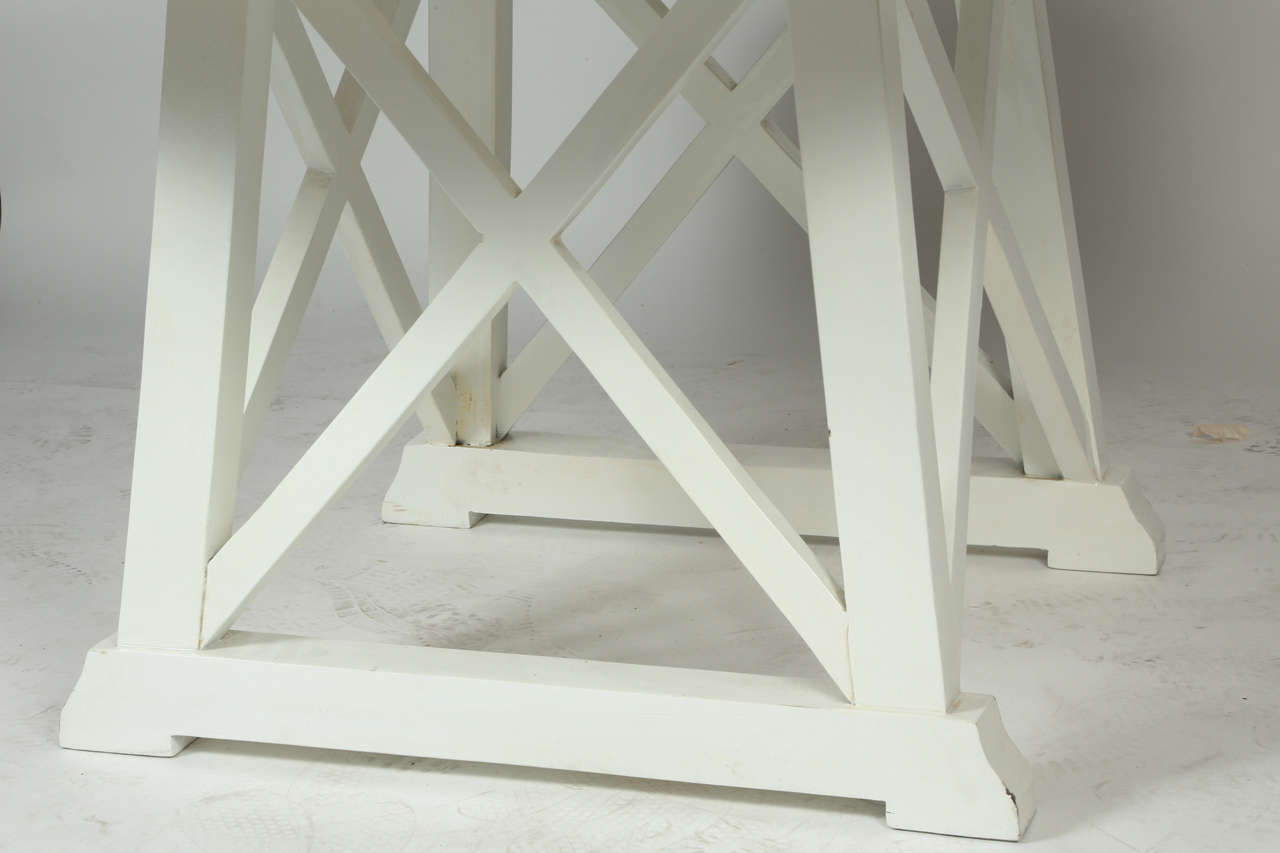 White Round Wooden Outdoor Table at 1stDibs round white outdoor table