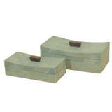 Blue/Green Shagreen Box w/ Bronze Lid Handle (jrm11a and jrm11b)