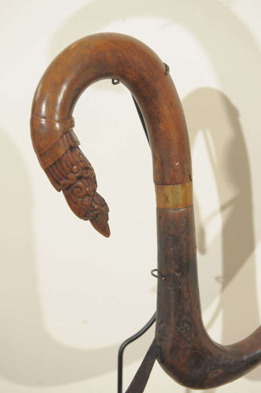 Rare Carved Teak Rice Cutters on Stand For Sale 1