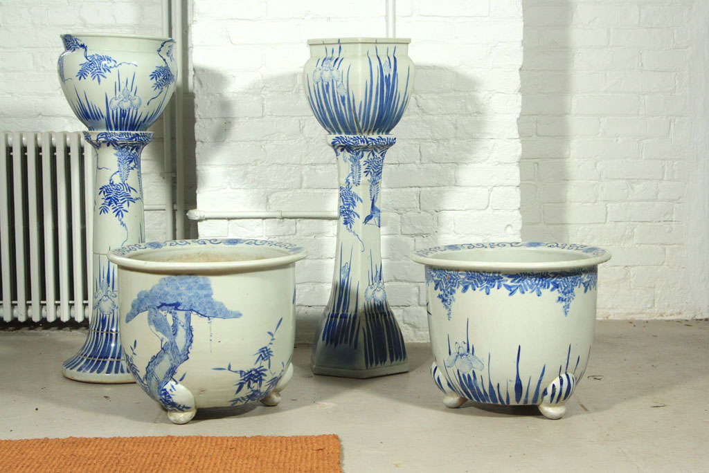 Two Jardinieres and Two Planters on Stand