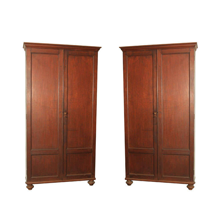 Pair  of  Solid Teak  Armoires For Sale