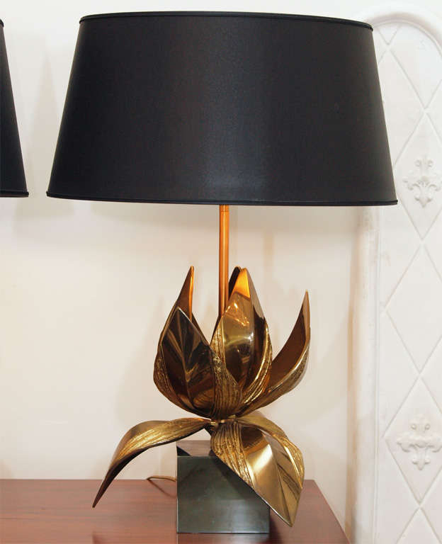 Pair Bronze "Lotus Blossom" Table Lamps attrib. Maison Charles
