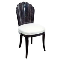 Art Deco Carved Walnut Fan Back Vanity Chair