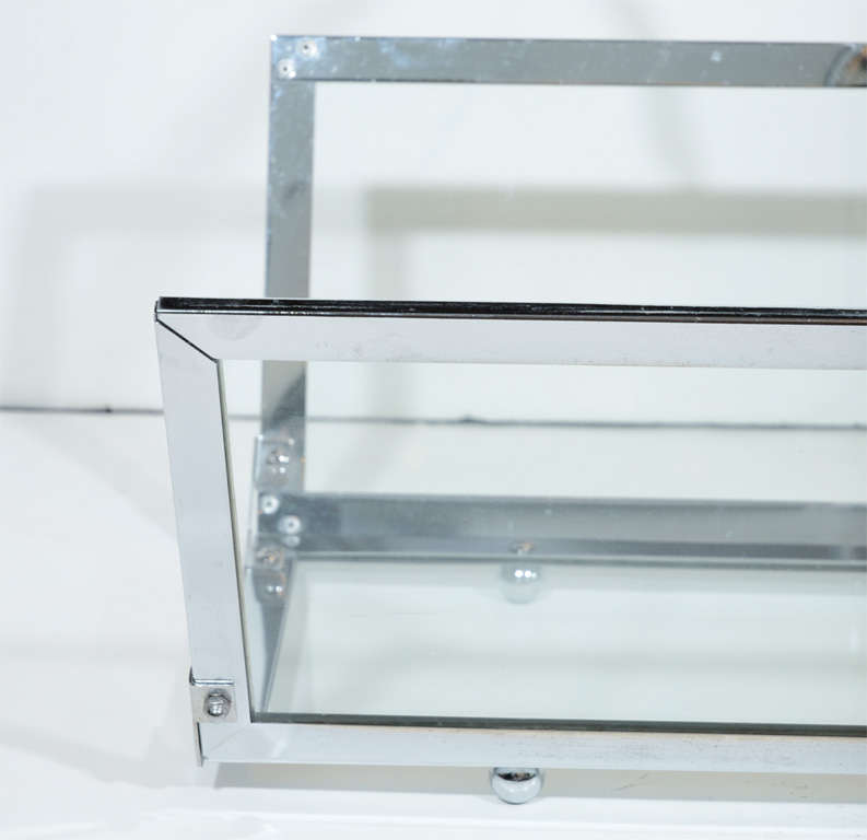 Glass and Chrome Log Holder with Curved Handle 2