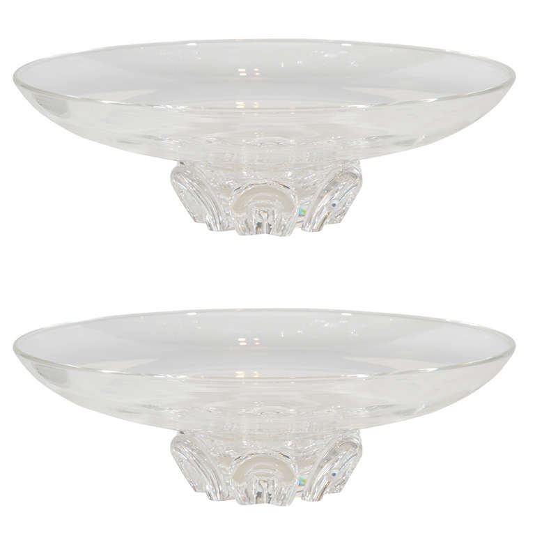 Impressive Pair Steuben Low Footed Bowls