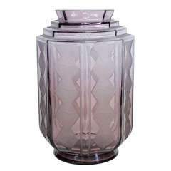 Spectacular Art Deco Smoked Amethyst Vase by Daum