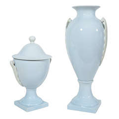 Glazed Ceramic Vase and Urn with Neo-Classical Detailing