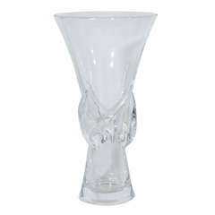 Vintage Impressive Glass Vase with Stylized Thorn Design by Steuben