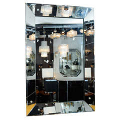 1940s Hollywood Beveled Mirror with Rosette Details
