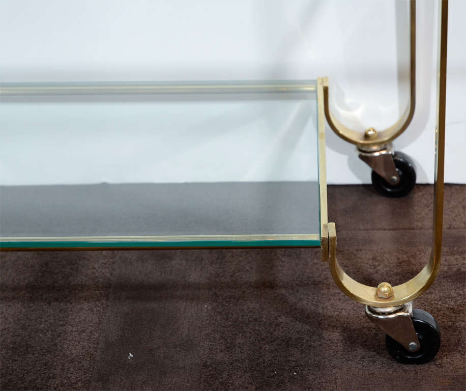 Glamorous Brass and Glass Bar Cart by Treitel 1