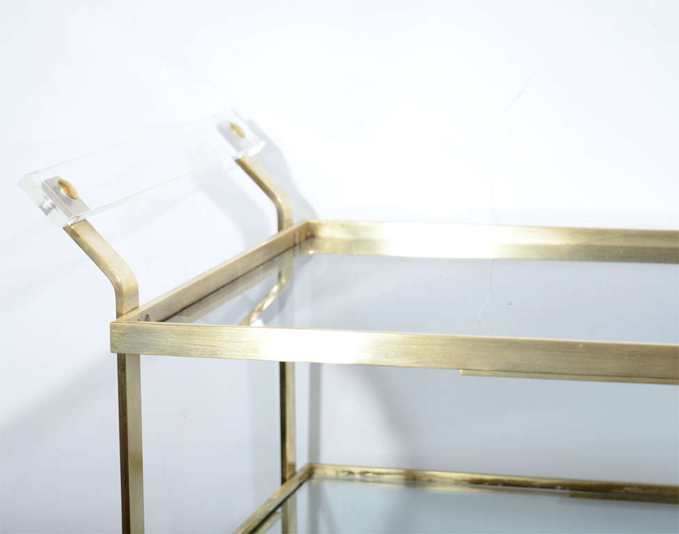 Glamorous Brass and Glass Bar Cart by Treitel 2