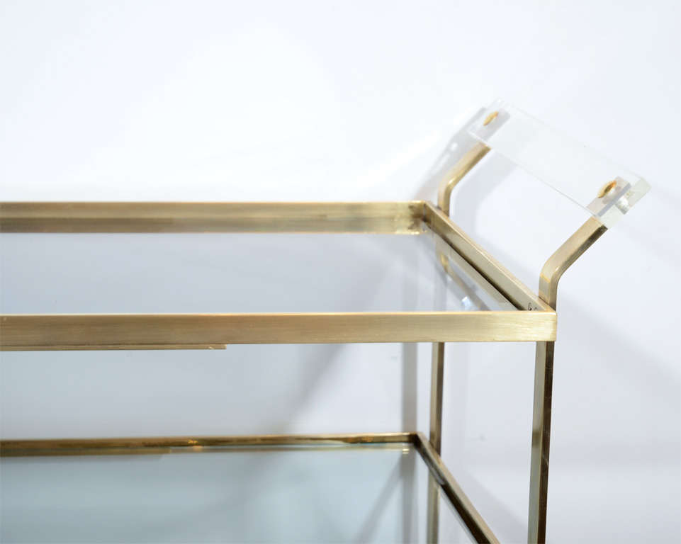 Glamorous Brass and Glass Bar Cart by Treitel 3