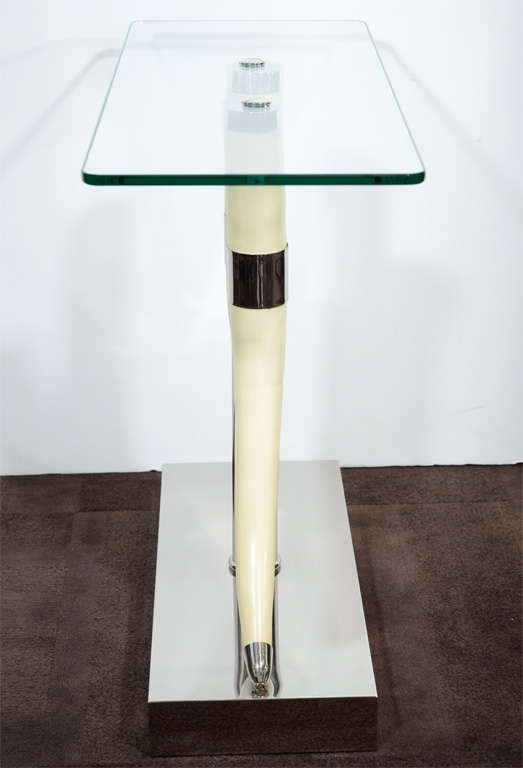Sexy Glass, Chrome and Formed Horn Side Table 2