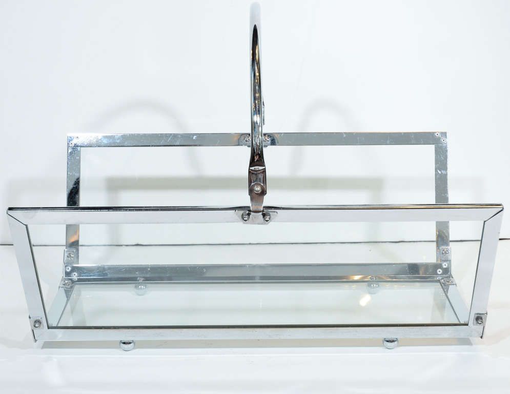 Glass and Chrome Log Holder with Curved Handle at 1stDibs glass log