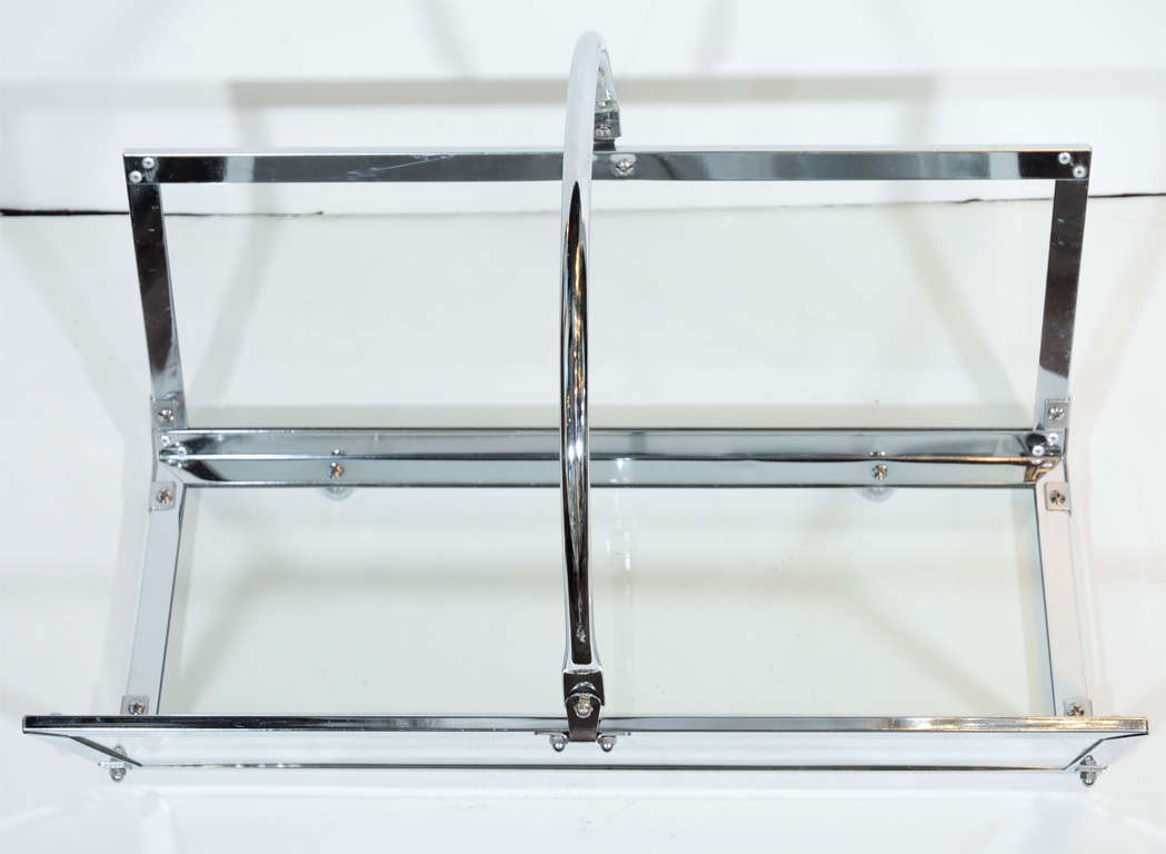 Glass and Chrome Log Holder with Curved Handle at 1stDibs glass log