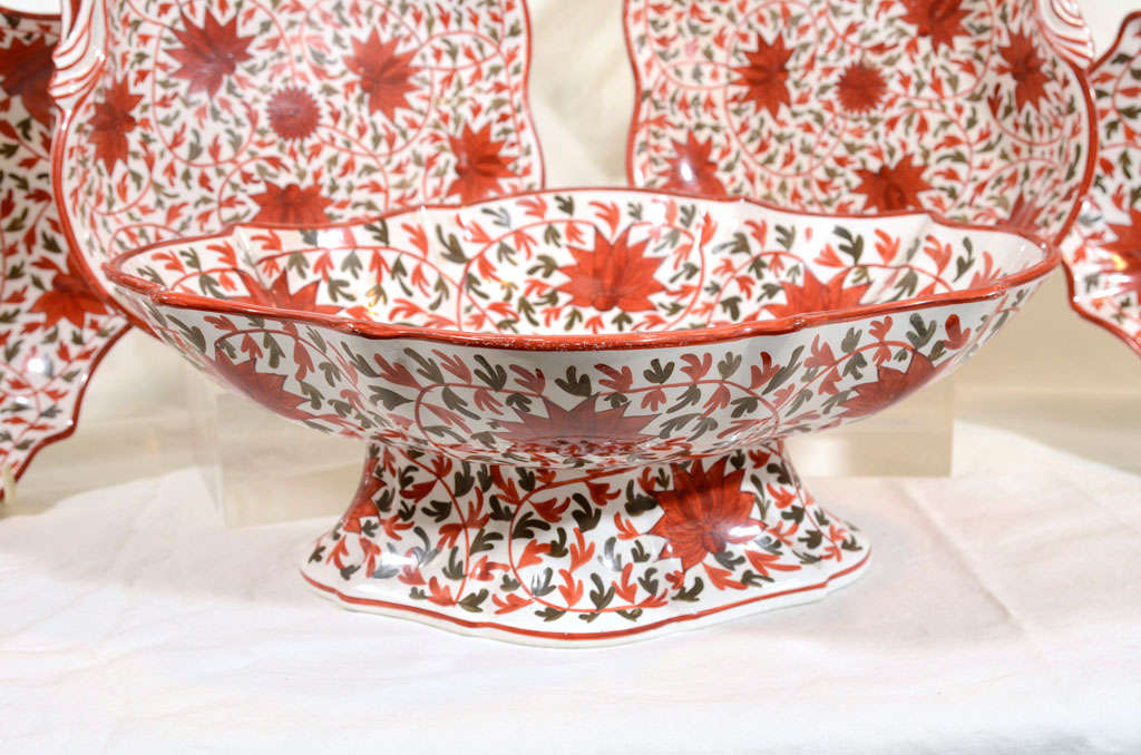 English A Set of Serving Dishes, Late 18th Century Red Clobbered Creamware Dishes
