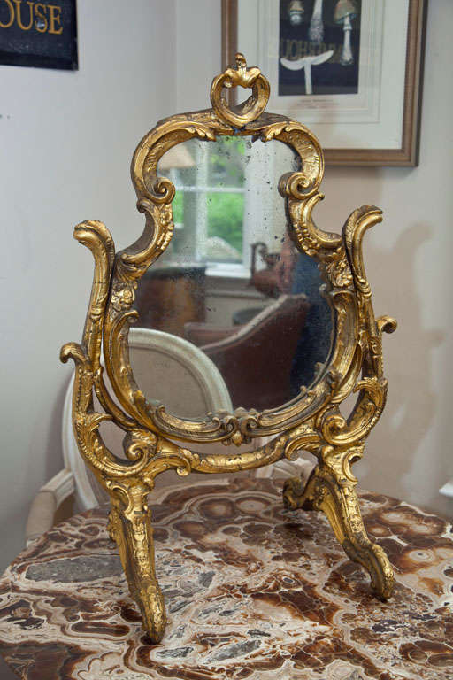 Gilt Rococo French Dressing Table Mirror In Good Condition In Woodbury, CT
