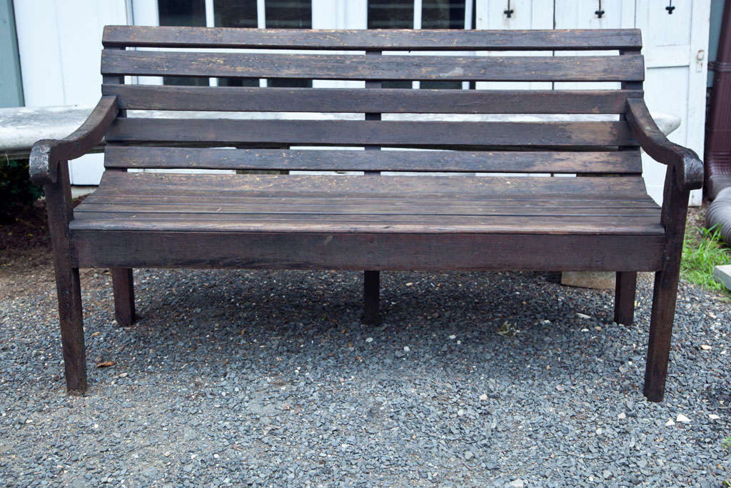 Antique French Doctor's Waiting Room Bench at 1stDibs