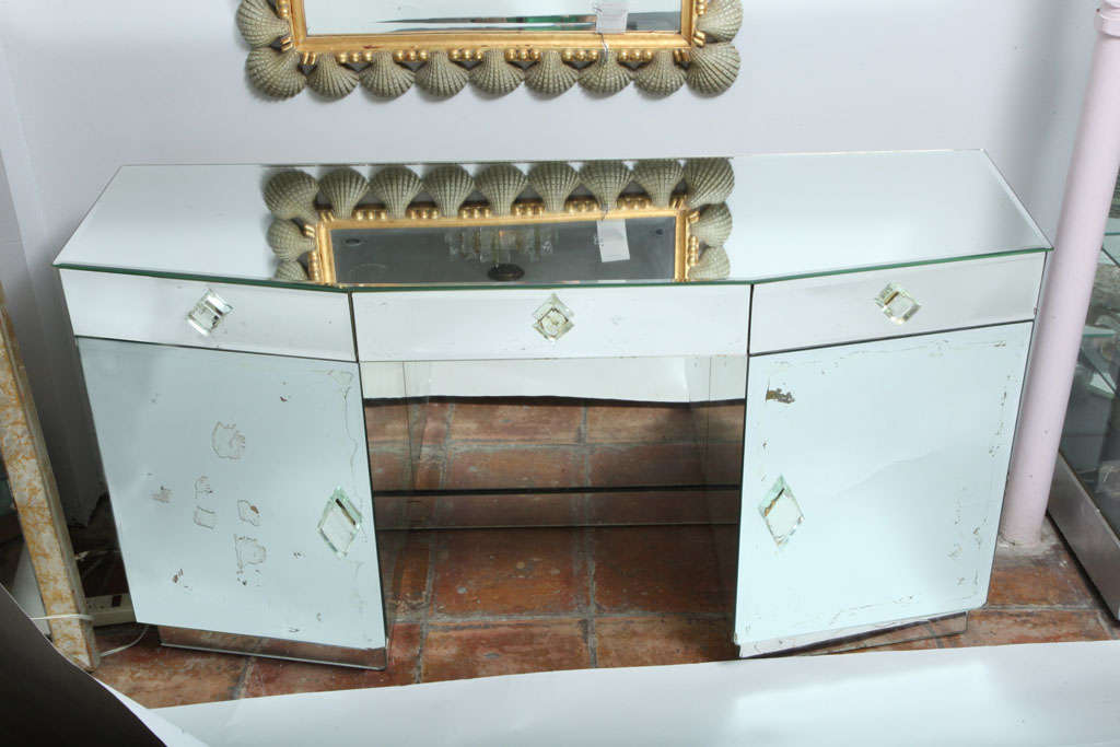 Vintage Mirrored Desk Vanity At 1stdibs A Vintage Bevelled Mirrored Desk Vanity With Three Draws Bevel Handels And