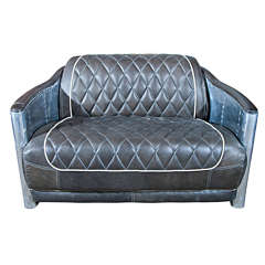  Chrome and Leather Aviator Loveseats