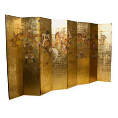 Monumental Gold-Leafed 8-Panel Folding Screen
