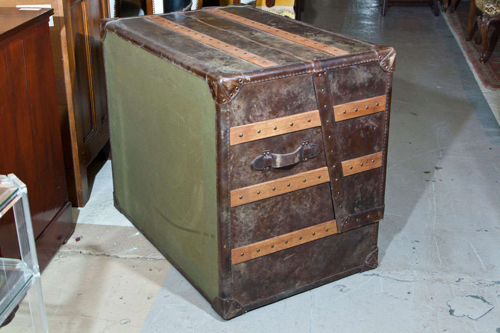 Two Leather and Cowhide Trunk Desk 3