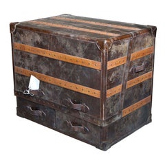 Two Leather and Cowhide Trunk Desk