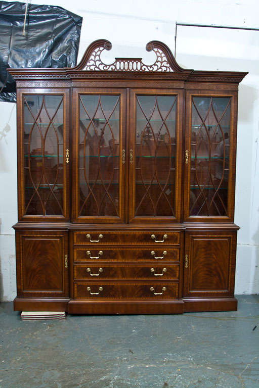 English Georgian Style Mahogany Breakfront by Drexel
