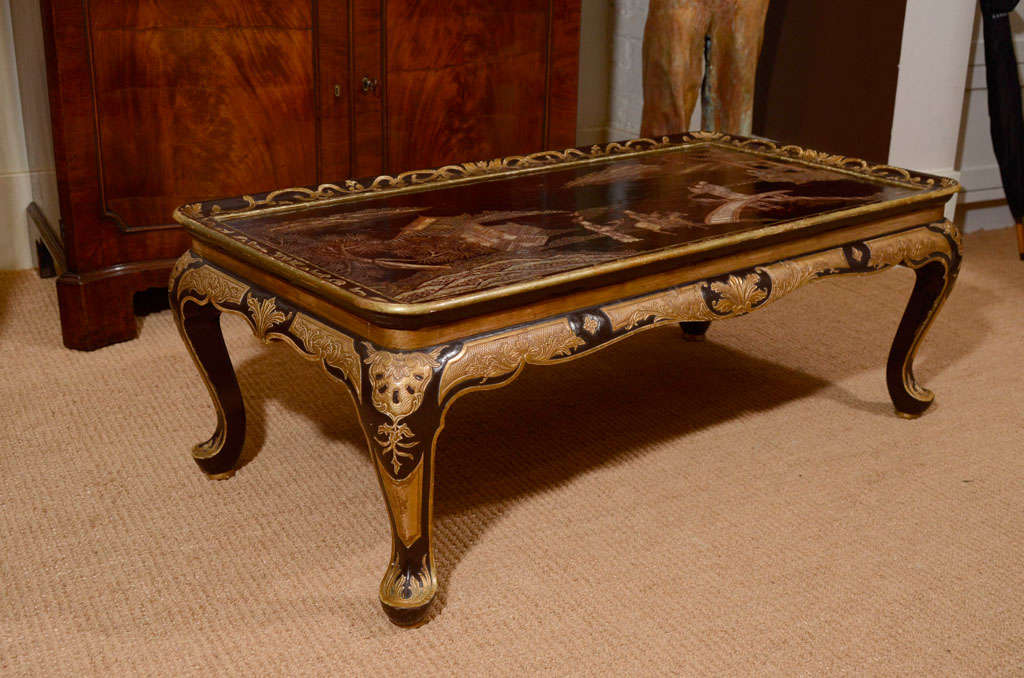 Chinoiserie Low Table with 18th Century Lacquer Top 2
