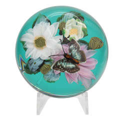 Rick Ayotte Lotus Blossom Bouquet With Butterfly Paperweight