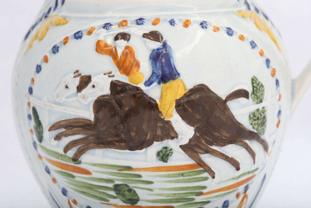Rare Prattware Racing Pitcher In Excellent Condition For Sale In New York, NY