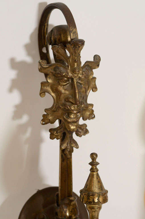 19th Century Pair of Decorative  Brass Sconces For Sale