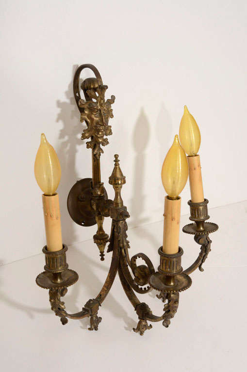 Pair of Decorative  Brass Sconces For Sale 1