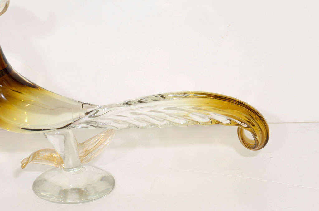 Italian Pair of Murano Glass Pheasants For Sale