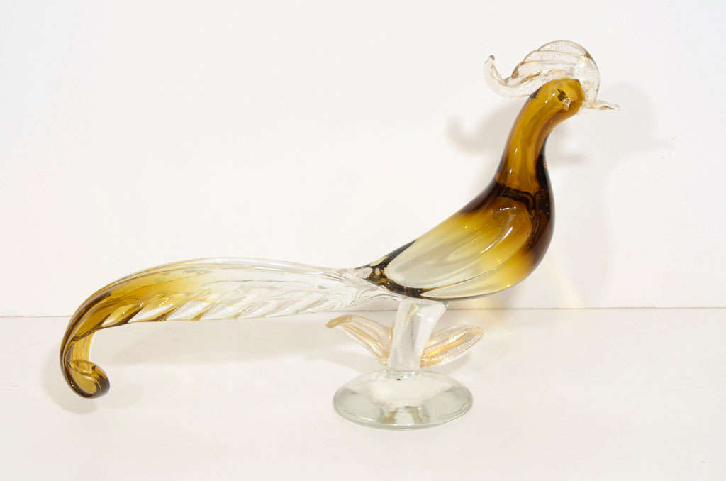 Pair of Murano Glass Pheasants For Sale 2
