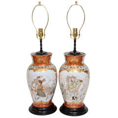 Pair of Ceramic Japanese Lamps