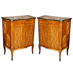 Fine Pair Of Light Mahogany, Tambour  Door  Cabinets