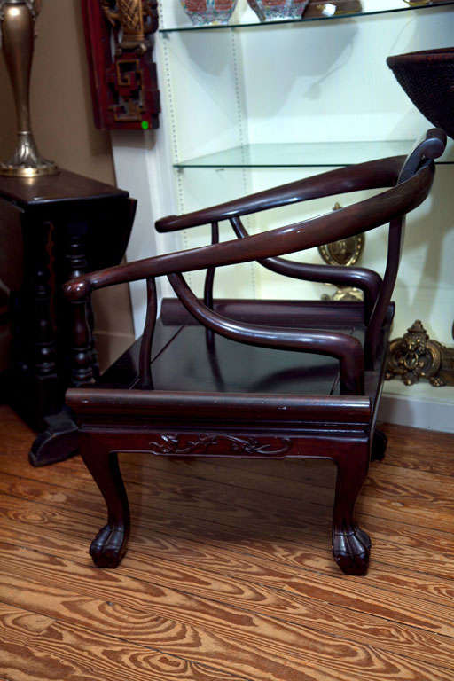 Pair Chinese Hardwood Oxbow Arm Chairs For Sale 3