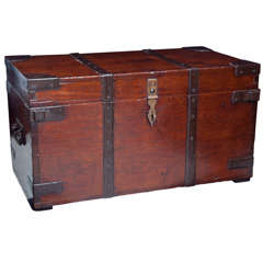 Teak Campaign Trunk with Iron Straps