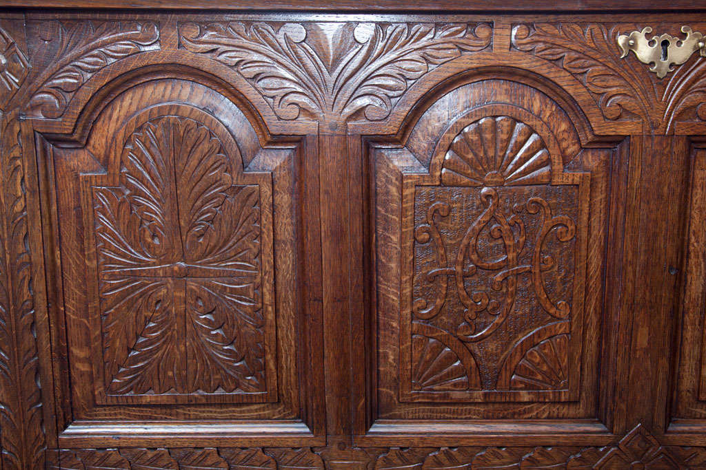 English Carved Oak Coffer Chest For Sale 3